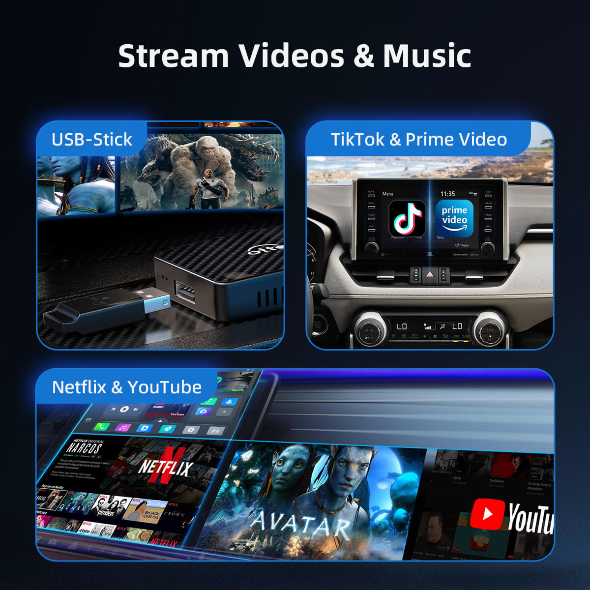 (كمية محدودة) Play2Video Pro – محول لاسلكي الكل في واحد لـ CarPlay و Android Auto