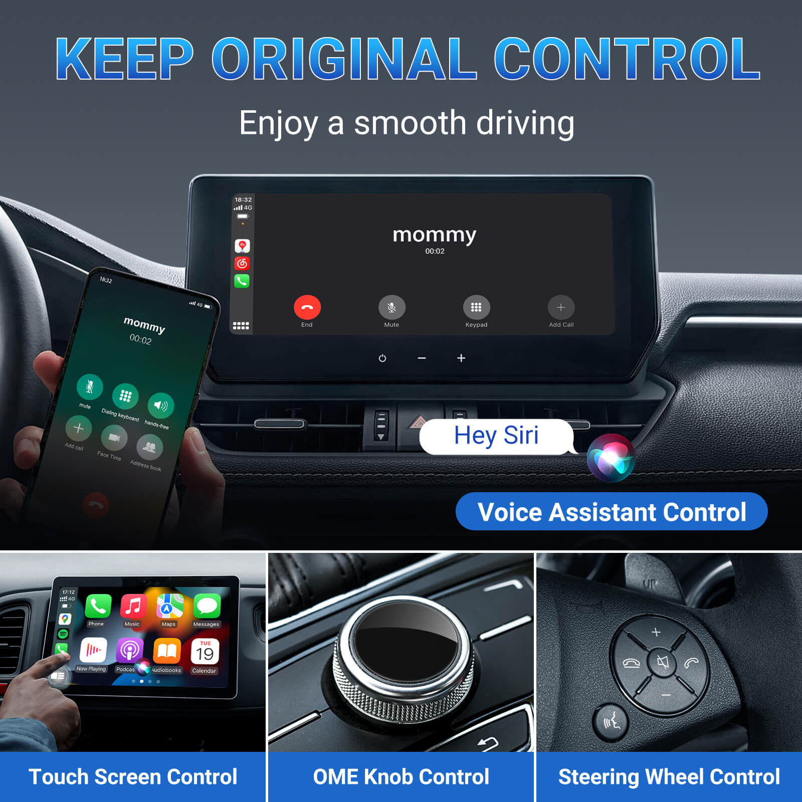 محوّل Smart Car Link اللاسلكي 2 في 1 لـ CarPlay/Android Auto