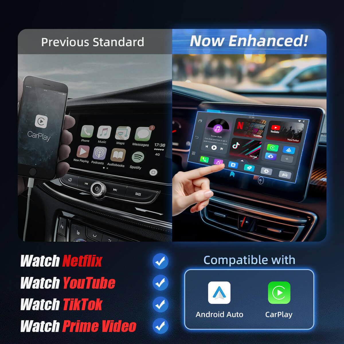 (كمية محدودة) Play2Video Pro – محول لاسلكي الكل في واحد لـ CarPlay و Android Auto