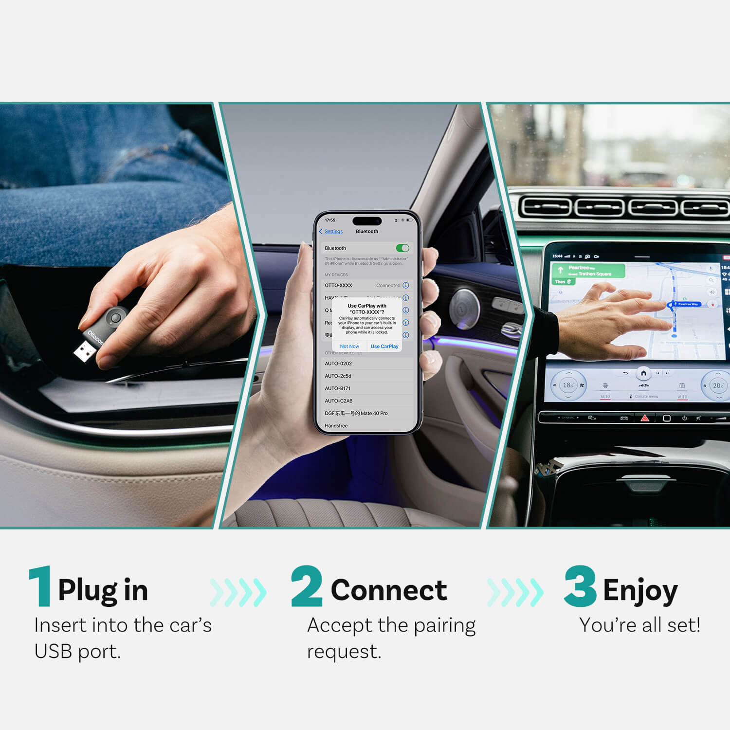 Mini Wireless Adapter for CarPlay and Android Auto