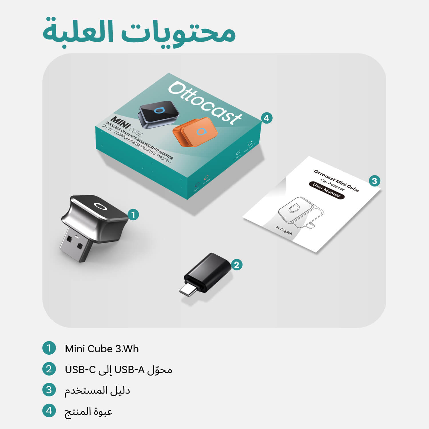 Ottocast Mini Cube 3.0 – محوّل لاسلكي لـ CarPlay وAndroid Auto