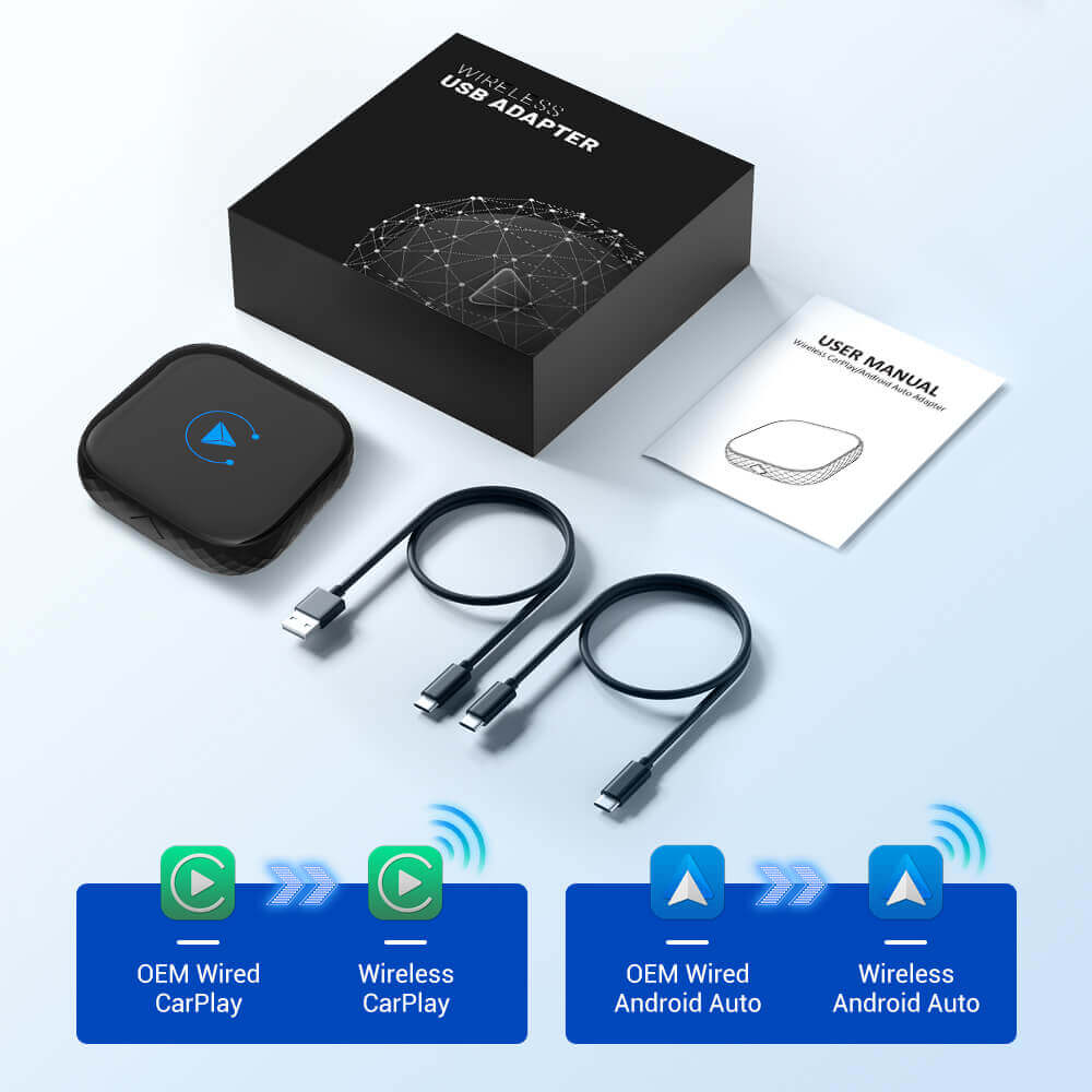 محوّل Smart Car Link اللاسلكي 2 في 1 لـ CarPlay/Android Auto