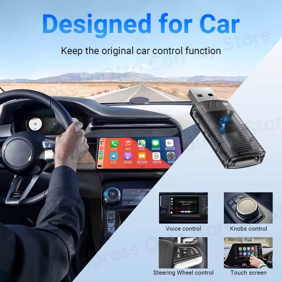 محول Mini لاسلكي 2 في 1 لـ CarPlay و Android Auto