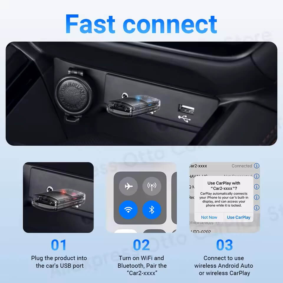 محول Mini لاسلكي 2 في 1 لـ CarPlay و Android Auto