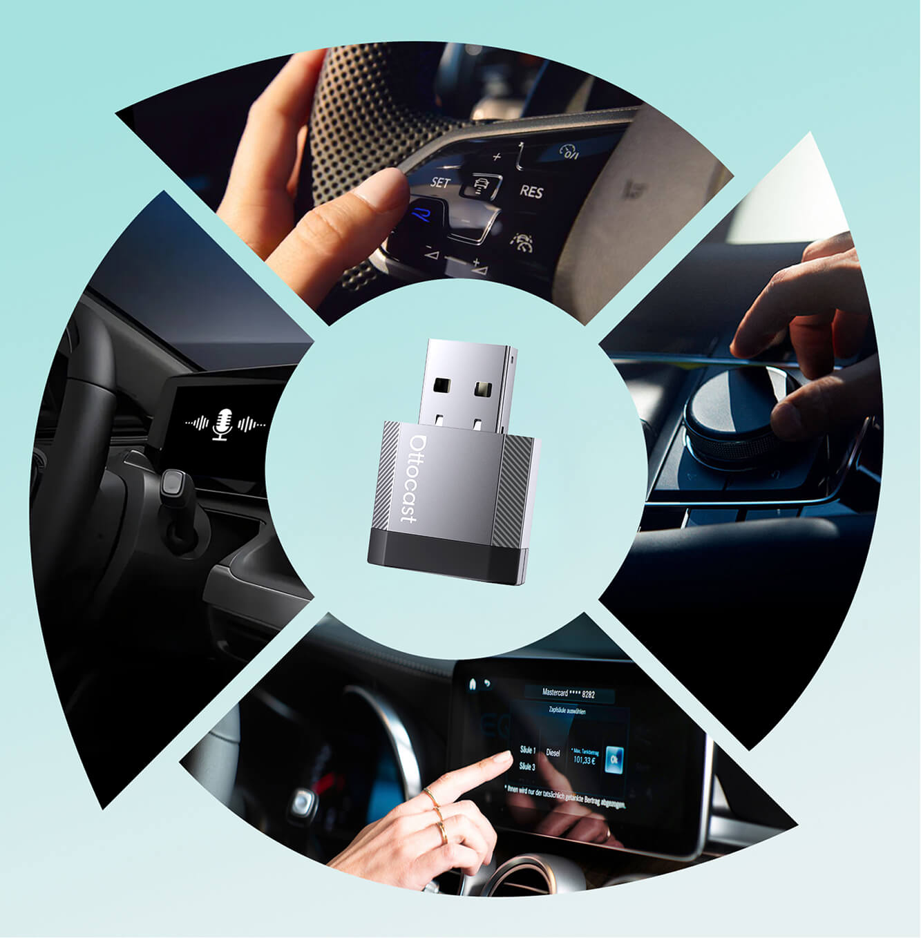 محول Ottocast Mini NOVA اللاسلكي لـ CarPlay وAndroid Auto