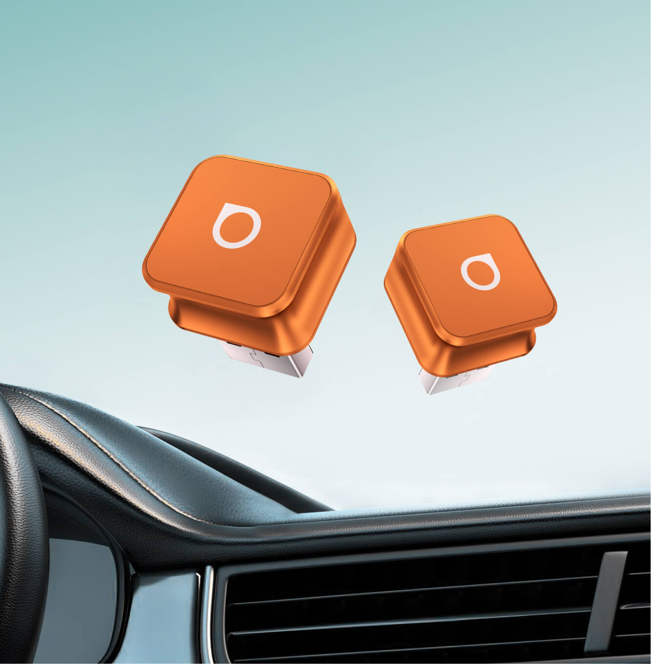 محول Ottocast Mini Cube 3.0 اللاسلكي لـ CarPlay وAndroid Auto – لون Cosmic Orange البرتقالي الكوني
