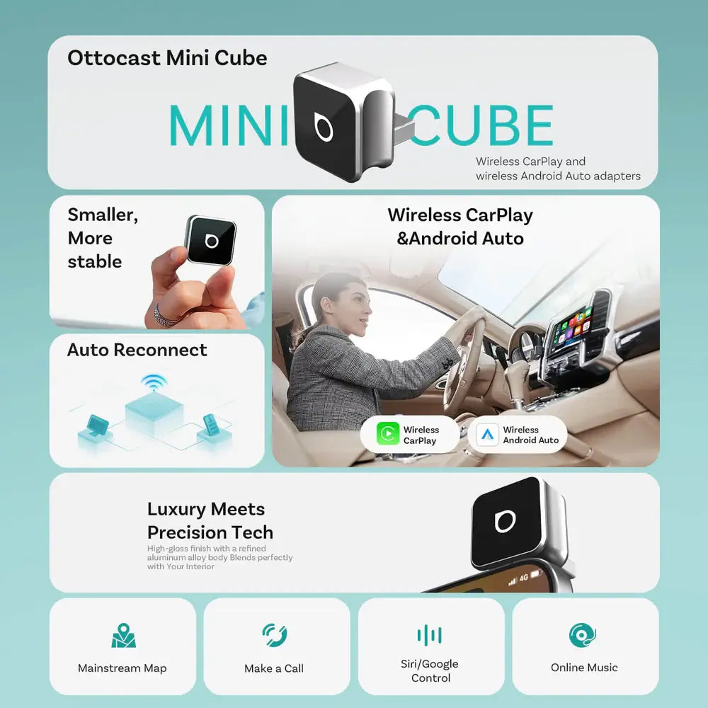 OTTOCAST Mini – محول لاسلكي لـ CarPlay و Android Auto